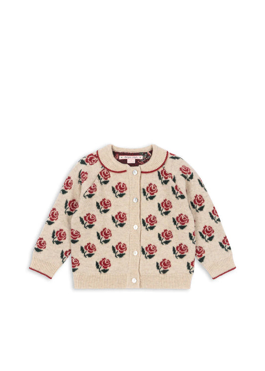 Konges Sløjd - Belou Strickjacke in Beige mit Rosen