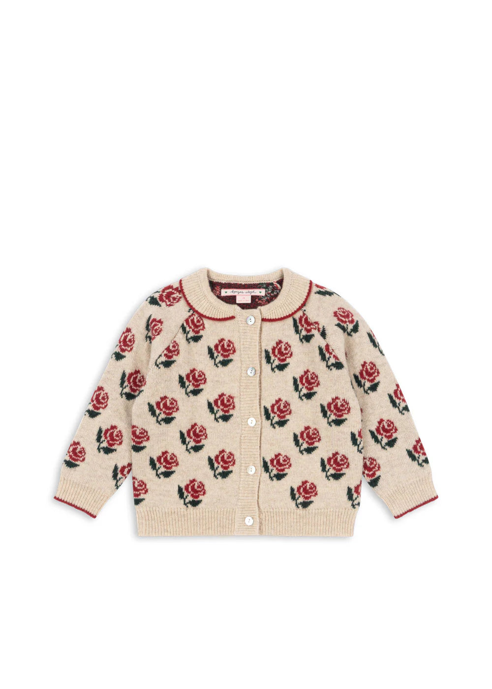 Konges Sløjd - Belou Strickjacke in Beige mit Rosen