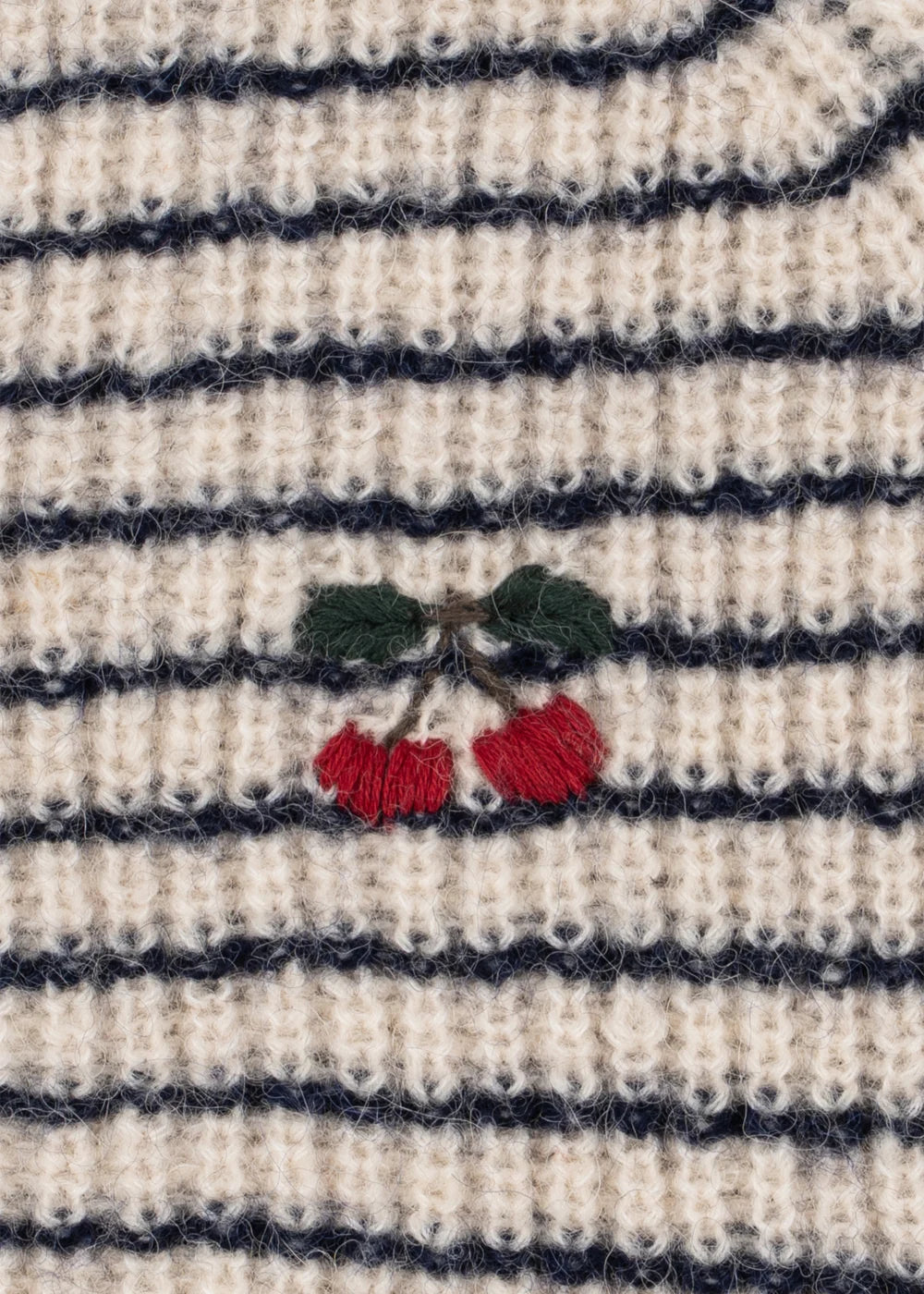 Konges Slojd - Barli Kinder Strickjacke in Blau weiss gestreift mit Stick aus Alpaka Wolle
