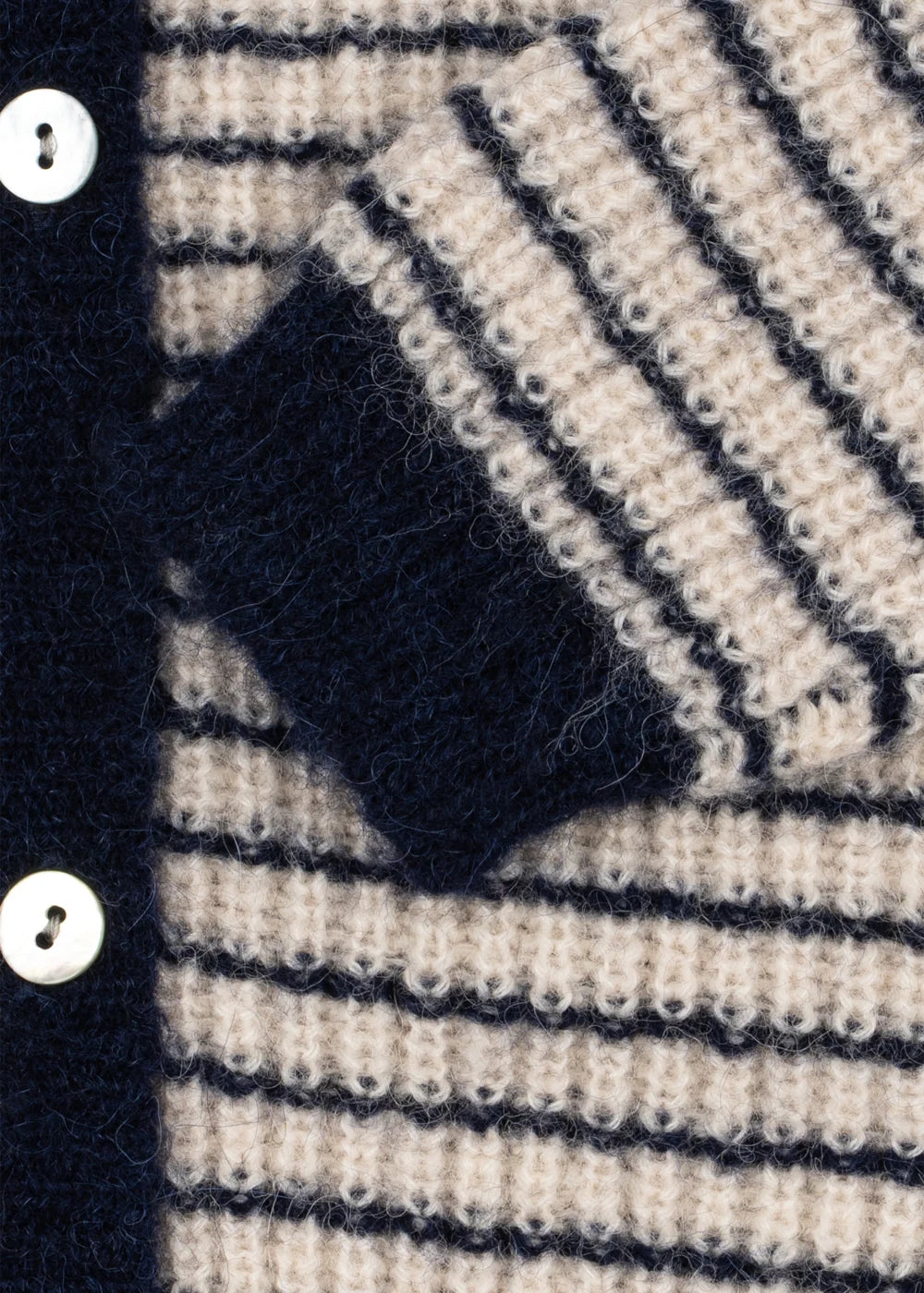 Konges Slojd - Barli Kinder Strickjacke in Blau weiss gestreift mit Stick aus Alpaka Wolle