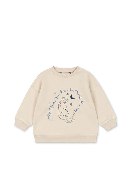Konges Sløjd - Lou Sweatshirt mit Print in Creme mit Katze