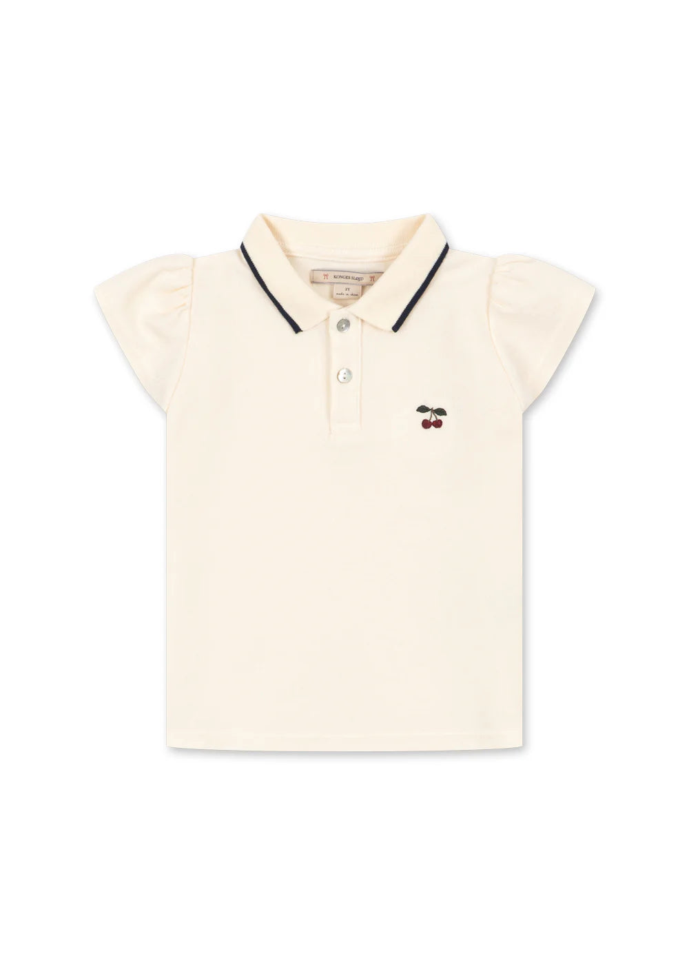 Konges Slojd - Florita Polo cremeweiss mit Kirsche aus 100 % Biobauimeolle