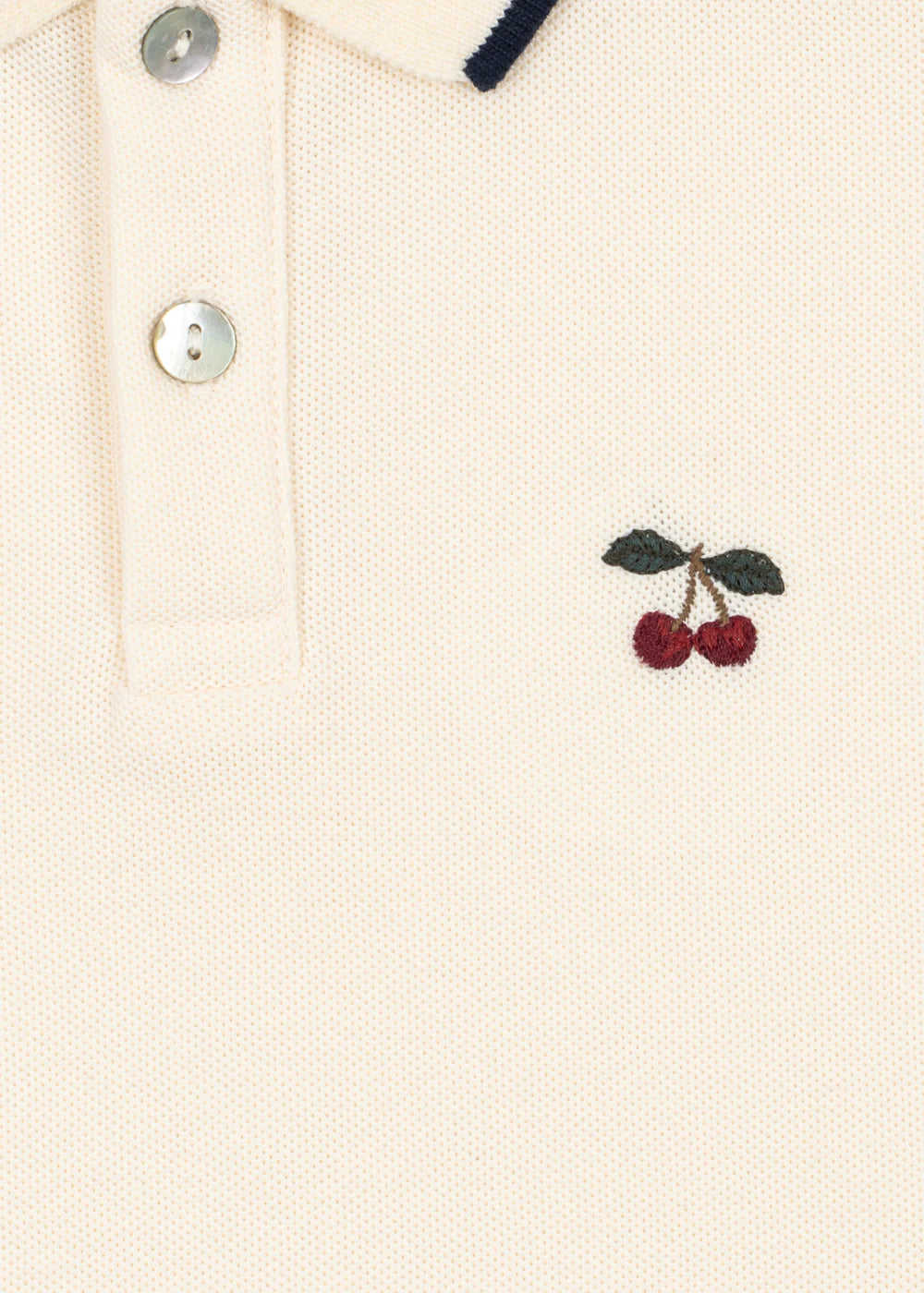 Konges Slojd - Florita Polo cremeweiss mit Kirsche aus 100 % Biobauimeolle