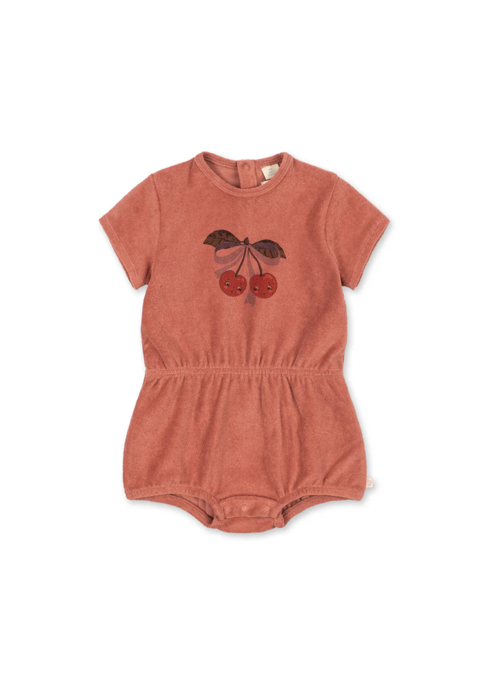 Konges Sløjd - Itty Romper / Baby Overall aus Frottee mit Kirsche in Rosa