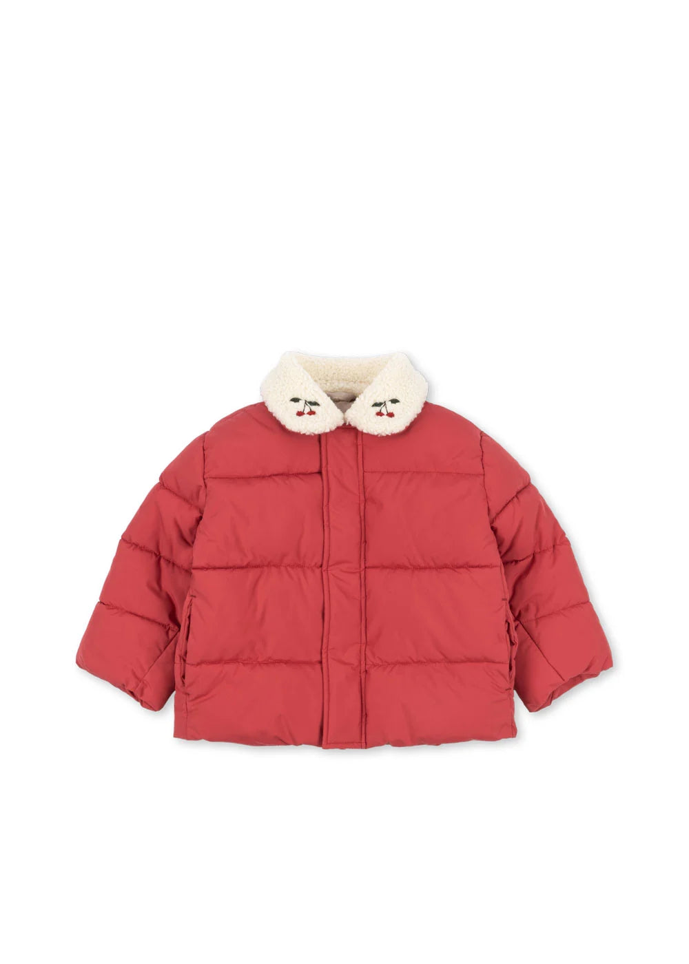 Konges Slojd - Alpi Collar Kinder Winterjacke in Rot mit Teddy Kragen