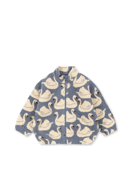 Konges Slojd - Jody Kinder Teddy Fleece Jacke mit Schwan PRE ORDER