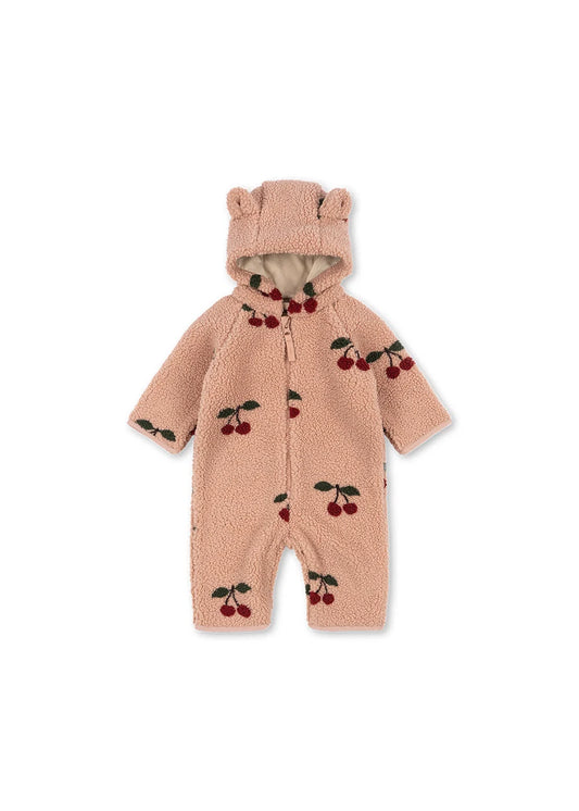 Konges Slojd - Jody Baby Teddy Overall in Rosa Mit Kirschen