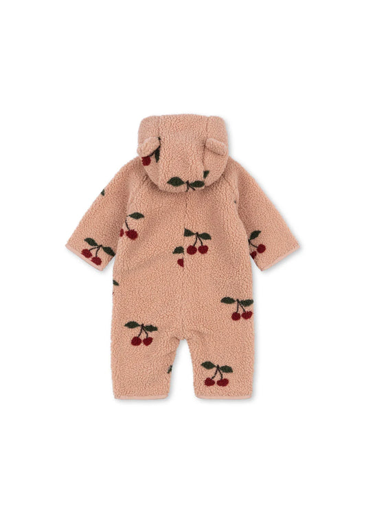 Konges Slojd - Jody Baby Teddy Overall in Rosa Mit Kirschen