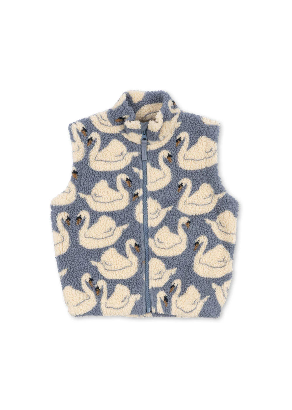 Konges Slojd - Jody Kinder Teddy Fleece Weste Schwan Taubenblau / beige