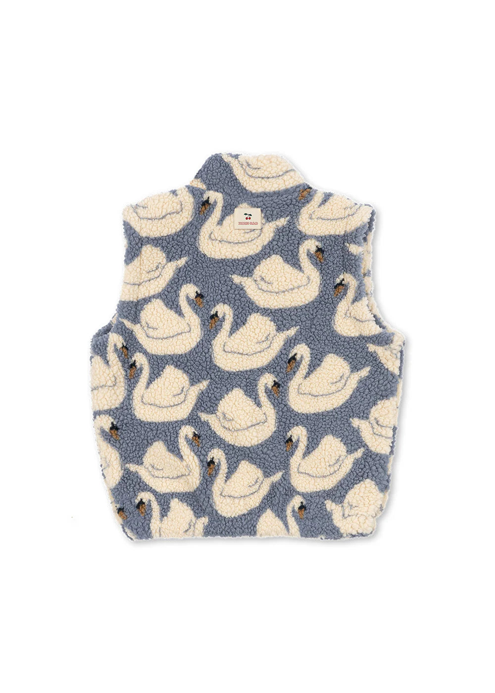 Konges Slojd - Jody Kinder Teddy Fleece Weste Schwan Taubenblau / beige