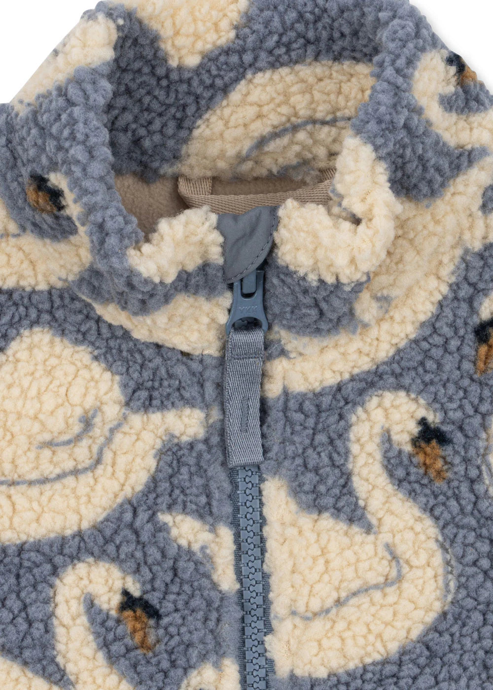 Konges Slojd - Jody Kinder Teddy Fleece Weste Schwan Taubenblau / beige
