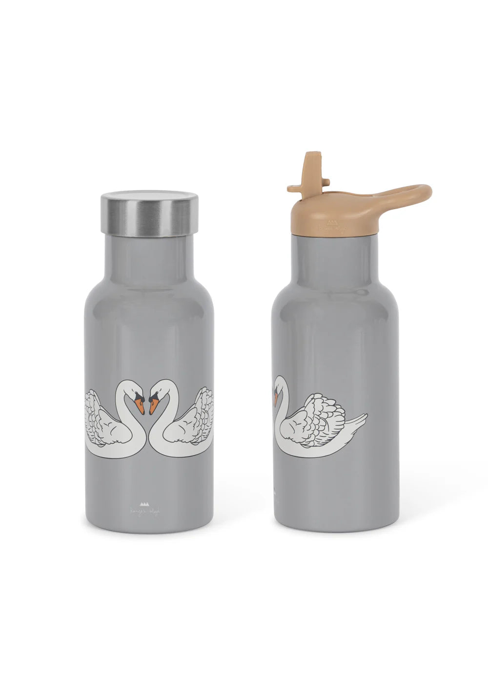 Konges Slojd - Kinder Thermoflasche Schwan  mit 2 Verschlüssen 350 ml in taubenblau