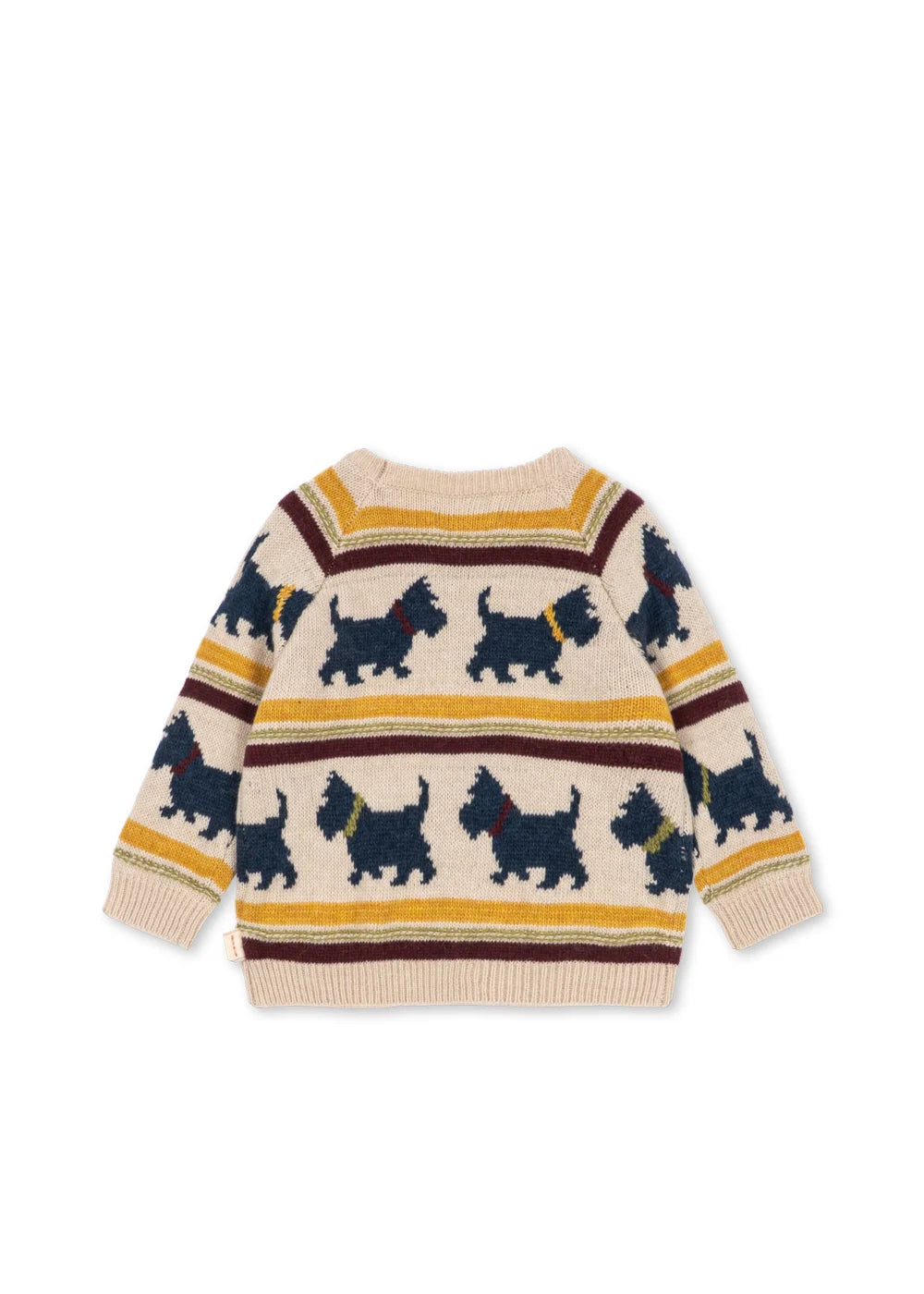 Konges Slojd - Belou Kinder Strickpullover Motiv Hund in Beige Dunkelgrün