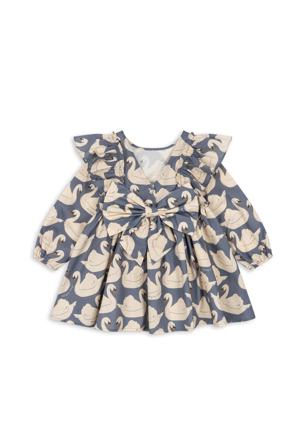 Konges Slojd - Kleid Evia Bow mit Schwänen aus Biobaumwolle für Kinder