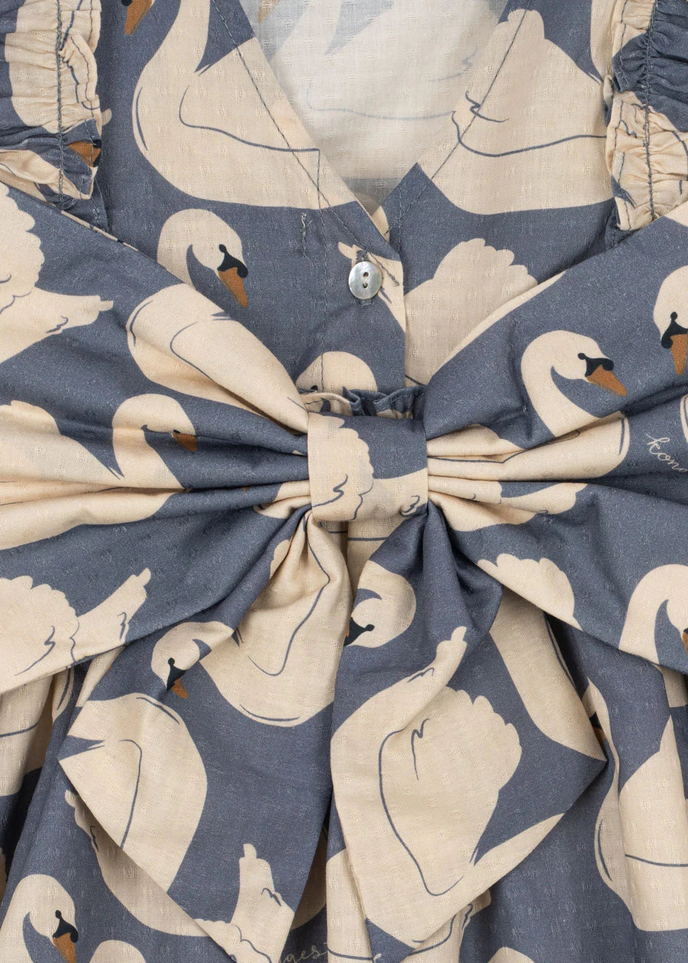 Konges Slojd - Kleid Evia Bow mit Schwänen aus Biobaumwolle für Kinder