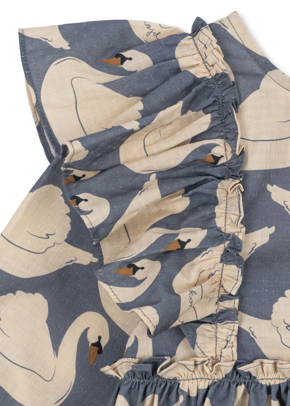 Konges Slojd - Kleid Evia Bow mit Schwänen aus Biobaumwolle für Kinder