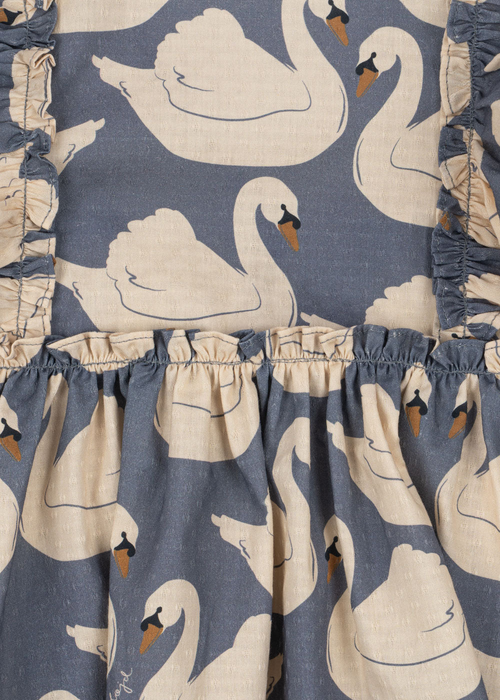 Konges Slojd - Kleid Evia Bow mit Schwänen aus Biobaumwolle für Kinder