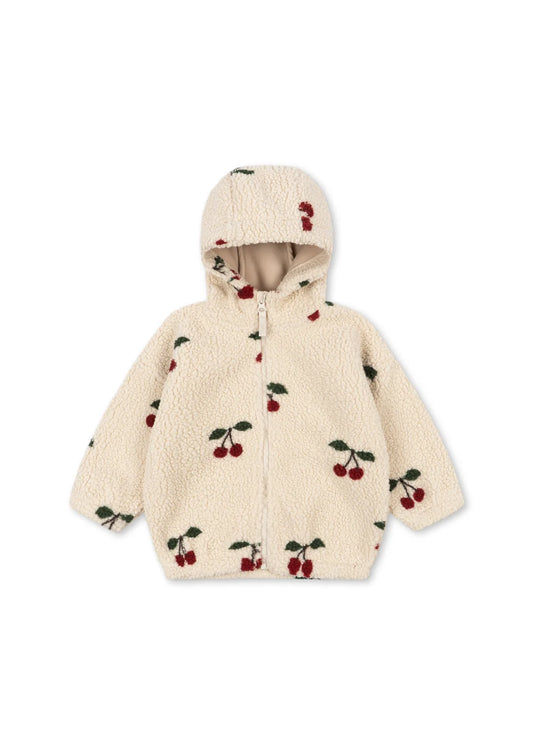 Konges Slojd -  Jody Teddy Kinder Jacke mit Kirschen und Kapuze