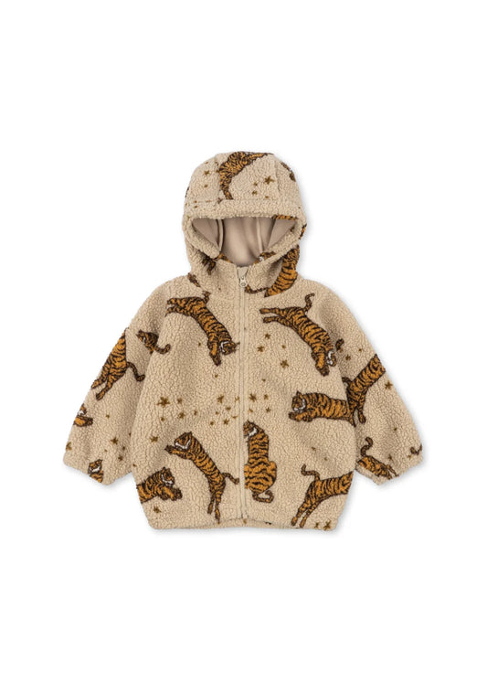 Konges Slojd -  Jody Teddy Kinder Jacke mit Tigern mit Kapuze