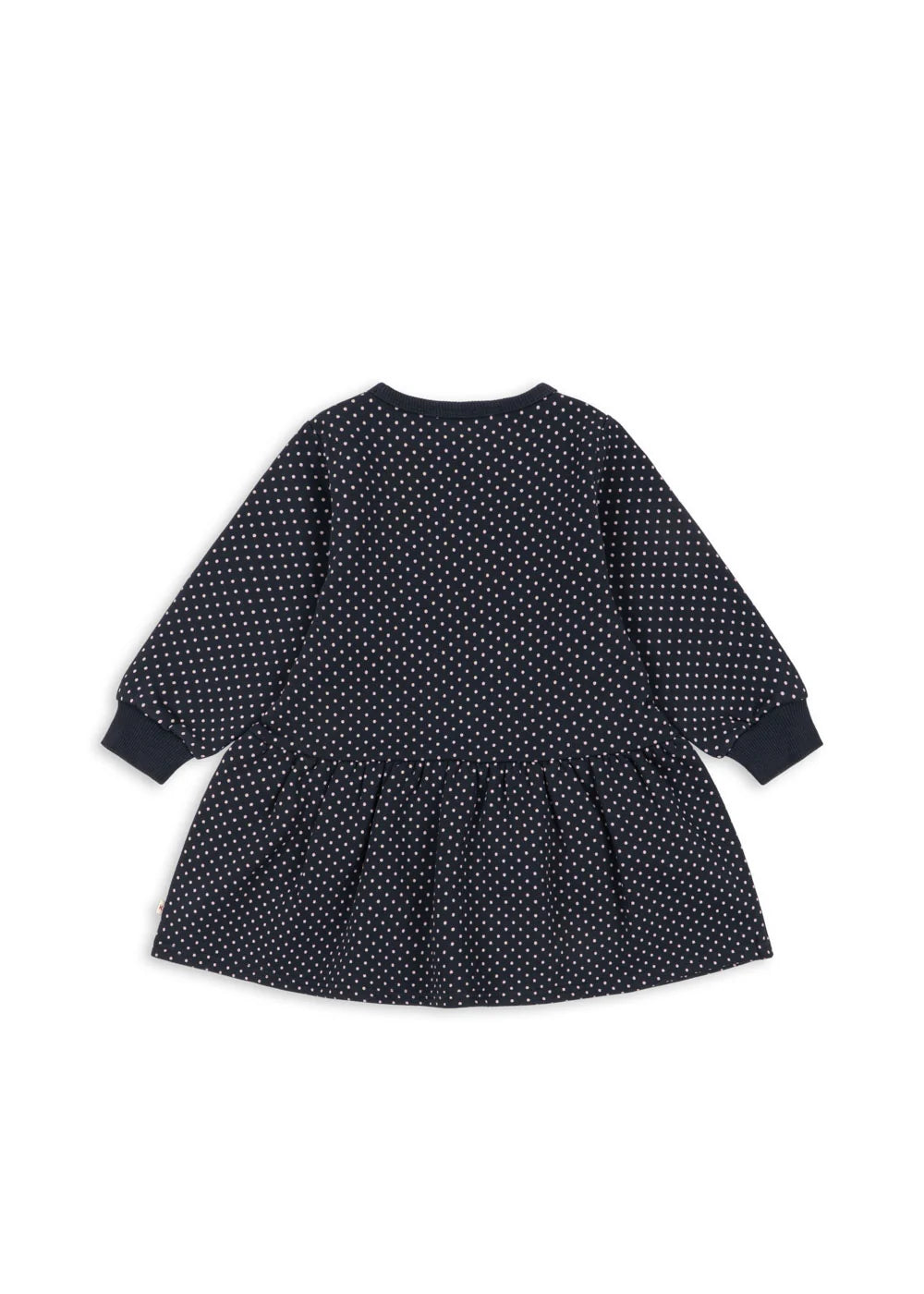 Konges Slojd - Lou Kinder Sweatshirt Kleid in Dunkelblau mit Punkten und Glitzerkirsche