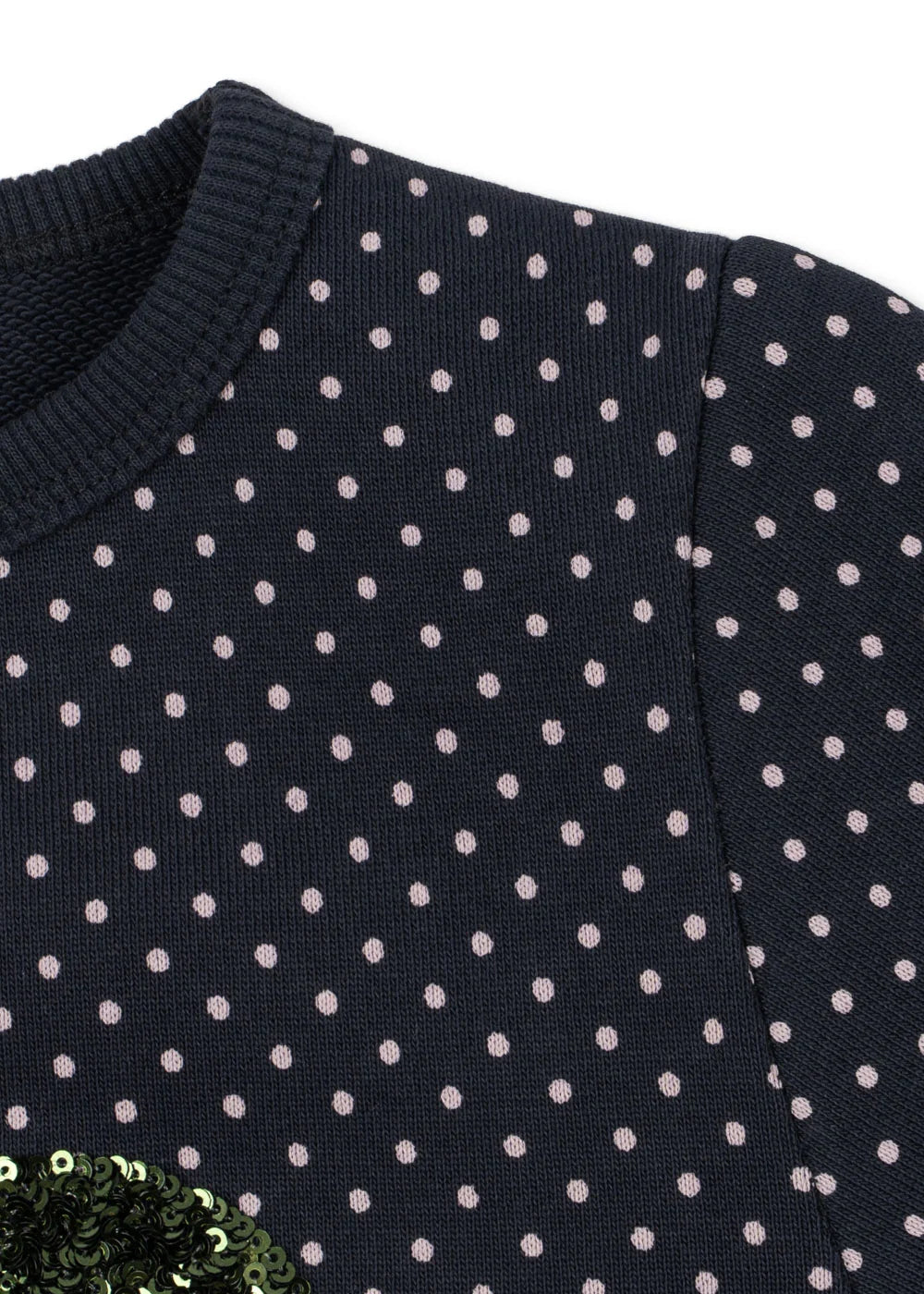 Konges Slojd - Lou Kinder Sweatshirt Kleid in Dunkelblau mit Punkten und Glitzerkirsche