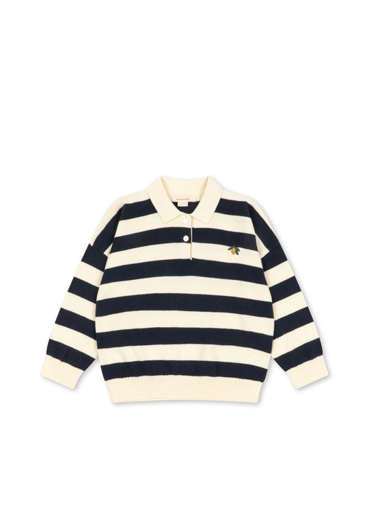 Konges Slojd - Manis Kinder Strick Polo Pullover in gestreift blau inkl Stick