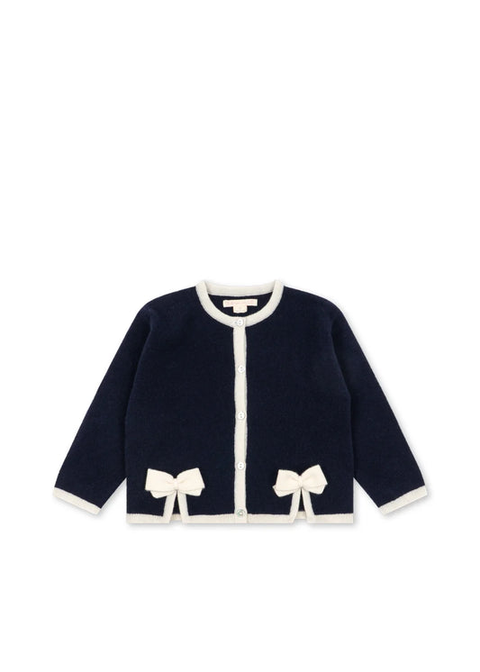 Konges Slojd - Alette Kinder Strickjacke Festlich in dunkelblau mit Schleifen