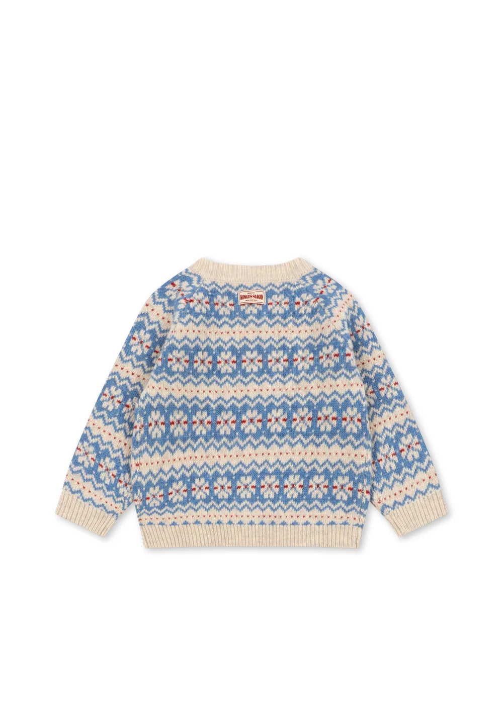Konges Slojd - Billi Kinder Strickjacke Norwegen Style in Hellblau Creme weiss