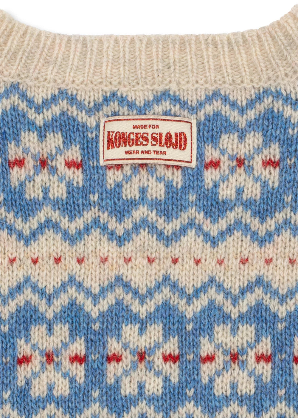 Konges Slojd - Billi Kinder Strickjacke Norwegen Style in Hellblau Creme weiss