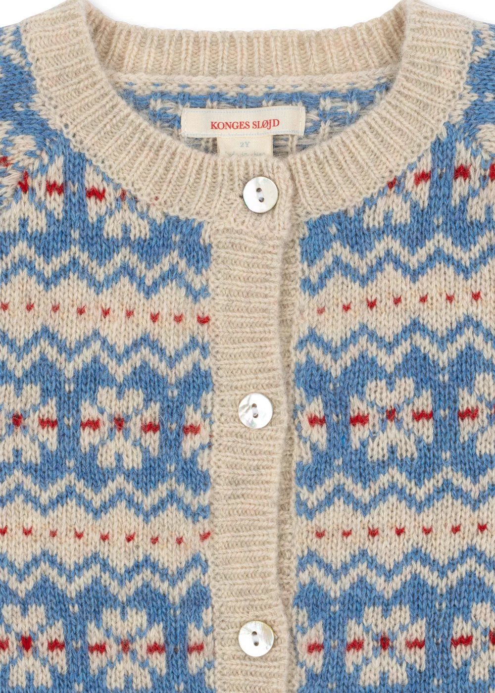 Konges Slojd - Billi Kinder Strickjacke Norwegen Style in Hellblau Creme weiss