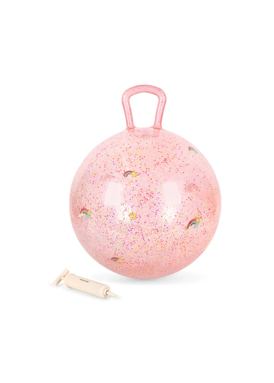 Konges Slojd - Glitterhüpfball in Rosa mit einem Griff