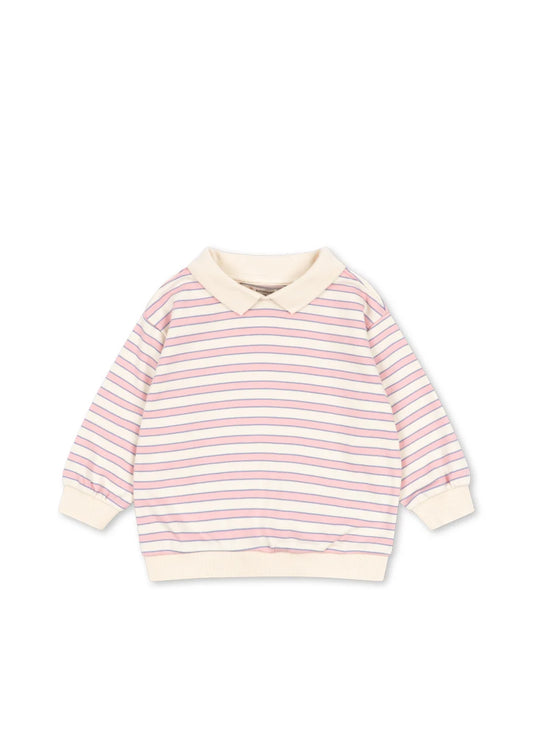 Konges Slojd - Spotty Kinder Polo Sweatshirt aus Biobaumwolle in gestreift  rosa / blau