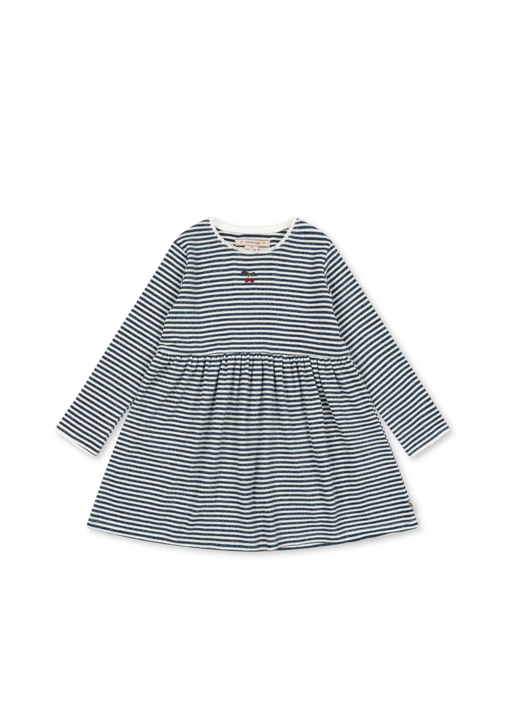 Konges Slojd . Roli Kinder Kleid in blau weiss gestrefit mit etwas Glitzer und Kirsche