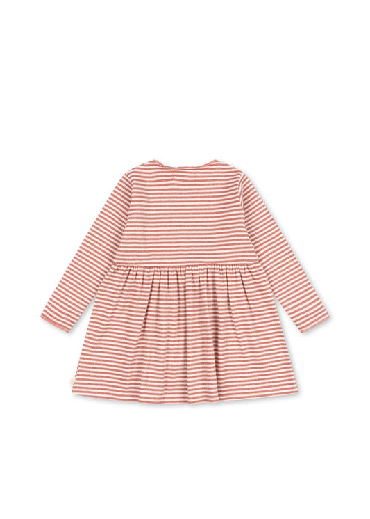 Konges Slojd - Roli Kinder Kleid in gestreift Rosa mit Kirsche aus 100 % Biobaumwolle