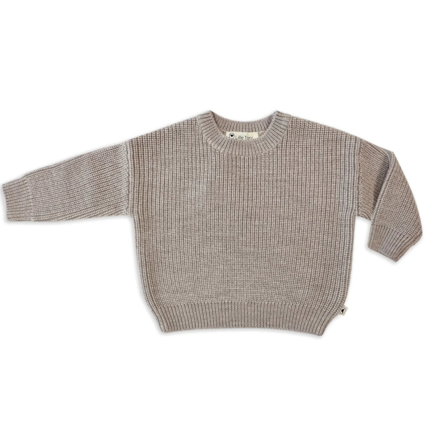 Lille Toni - Pullover Paul mitwachsend 100 % Merinowolle in Camel Melange