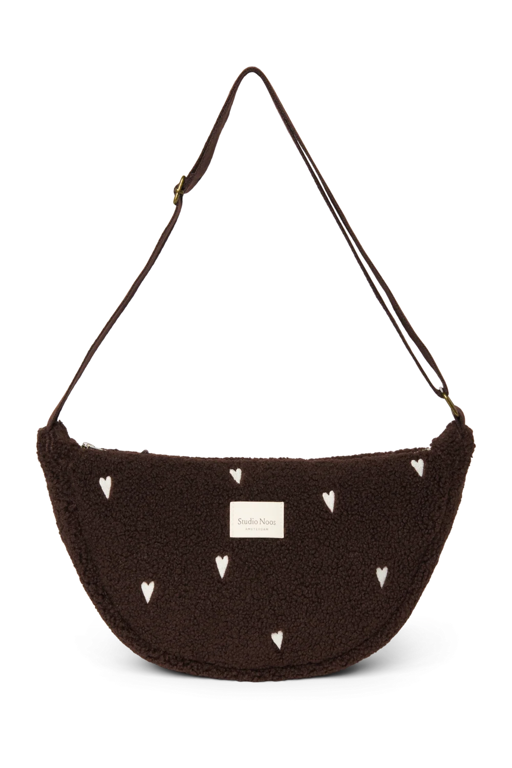 Studio Noos - Fanny Bag in Schokobraun Teddy mit weissen Herzen
