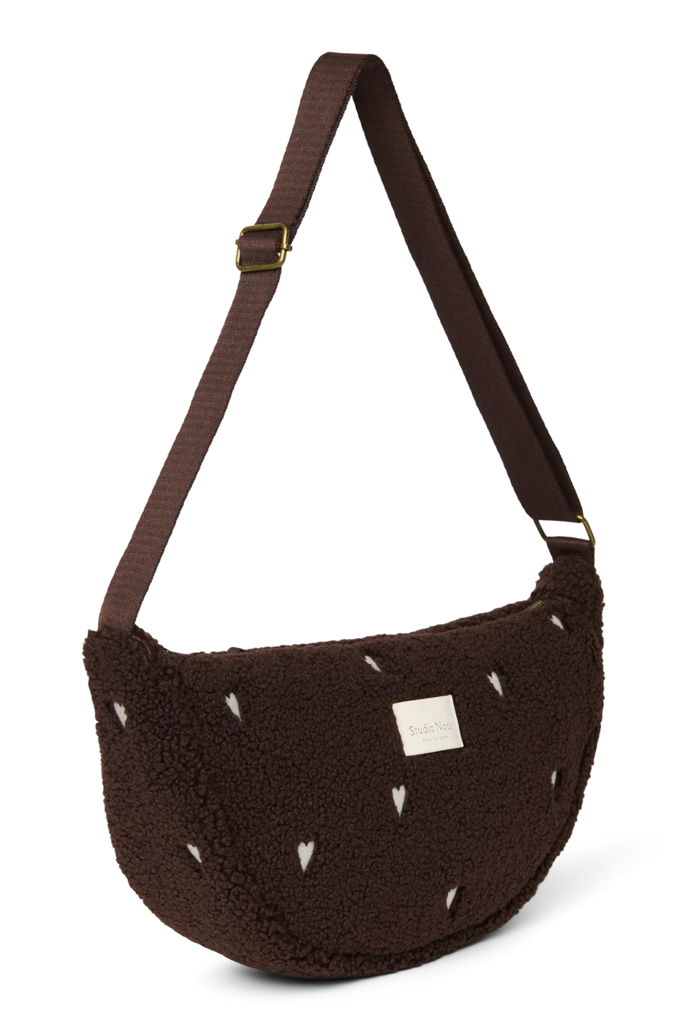 Studio Noos - Fanny Bag in Schokobraun Teddy mit weissen Herzen