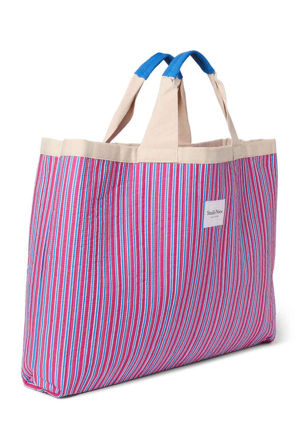 Studio Noos - Rasberry Poplin Strandtasche mit Henkel gestreift