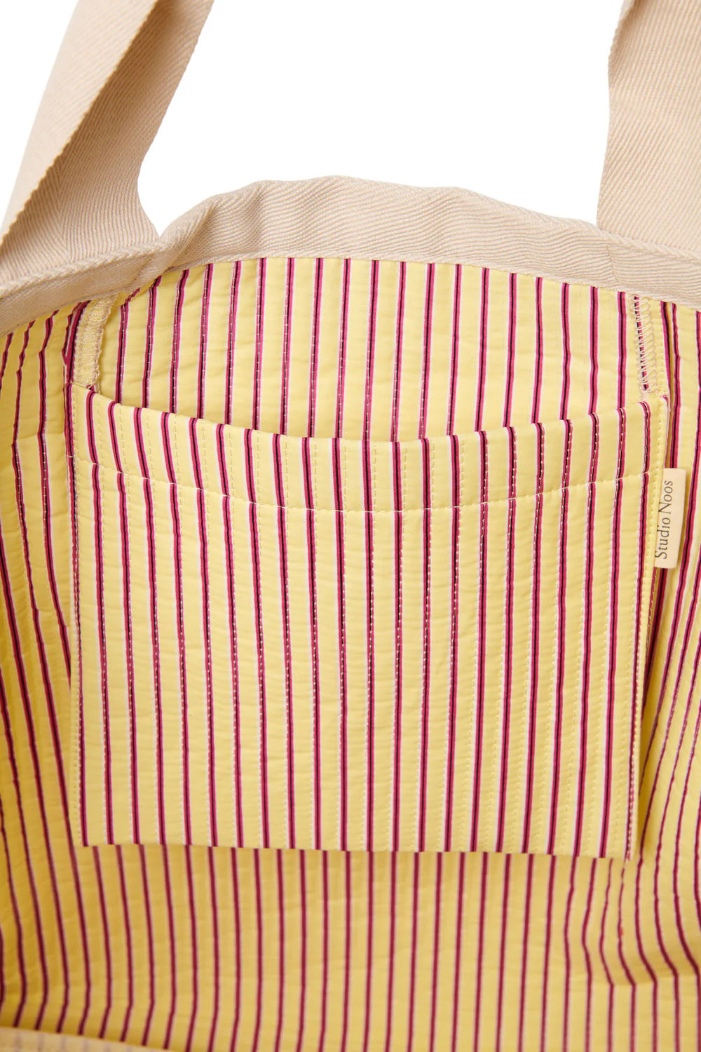 Studio Noos - Butteryellow Poplin Strandtasche mit Henkel gestreift
