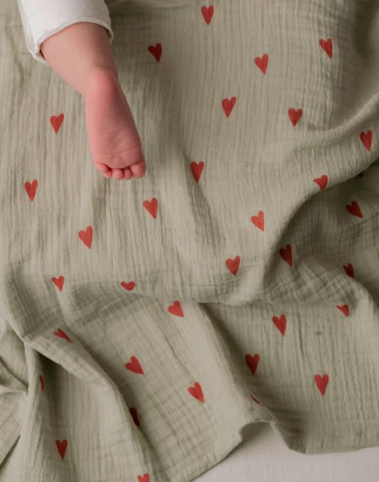 Studio Noos - Swaddle mi Herzen in Mint aus 100 % Biobaumwolle in 2 Größen