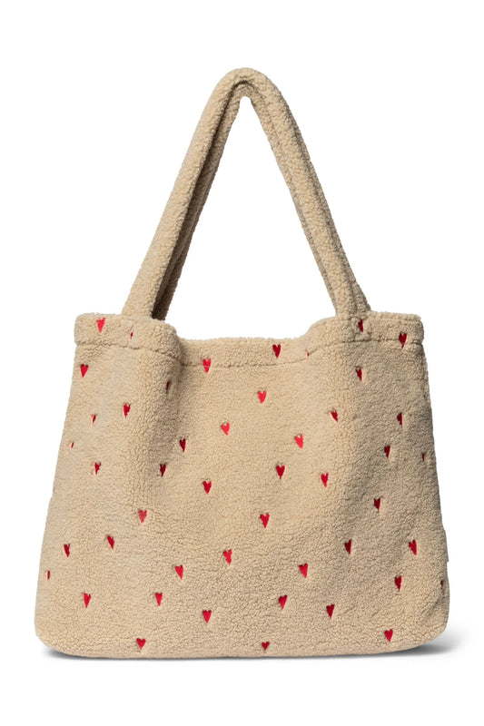 Studio Noos - Mom Bag Ecru Teddy Hearts in Beige