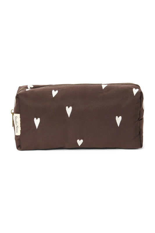 Studio Noos Kosmetik / Windeltasche - Brown Puffy Hearts Pouch