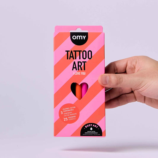 OMY - Tattoo Art Stifteset mit Schablone I love You