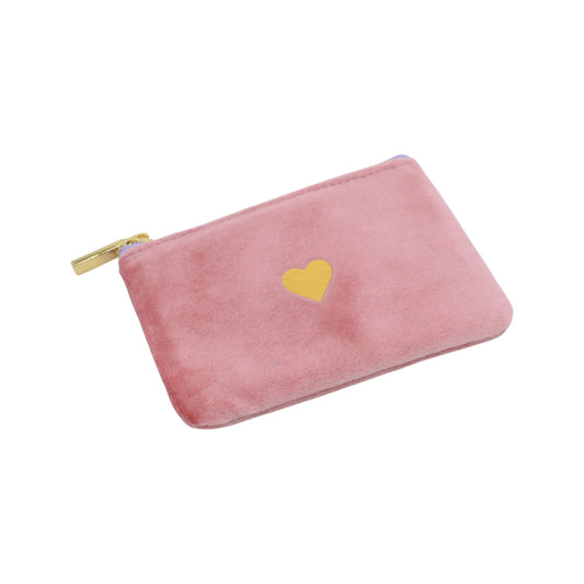 von Rike - Mini Pouch in Rosasamt mit goldenen Herz