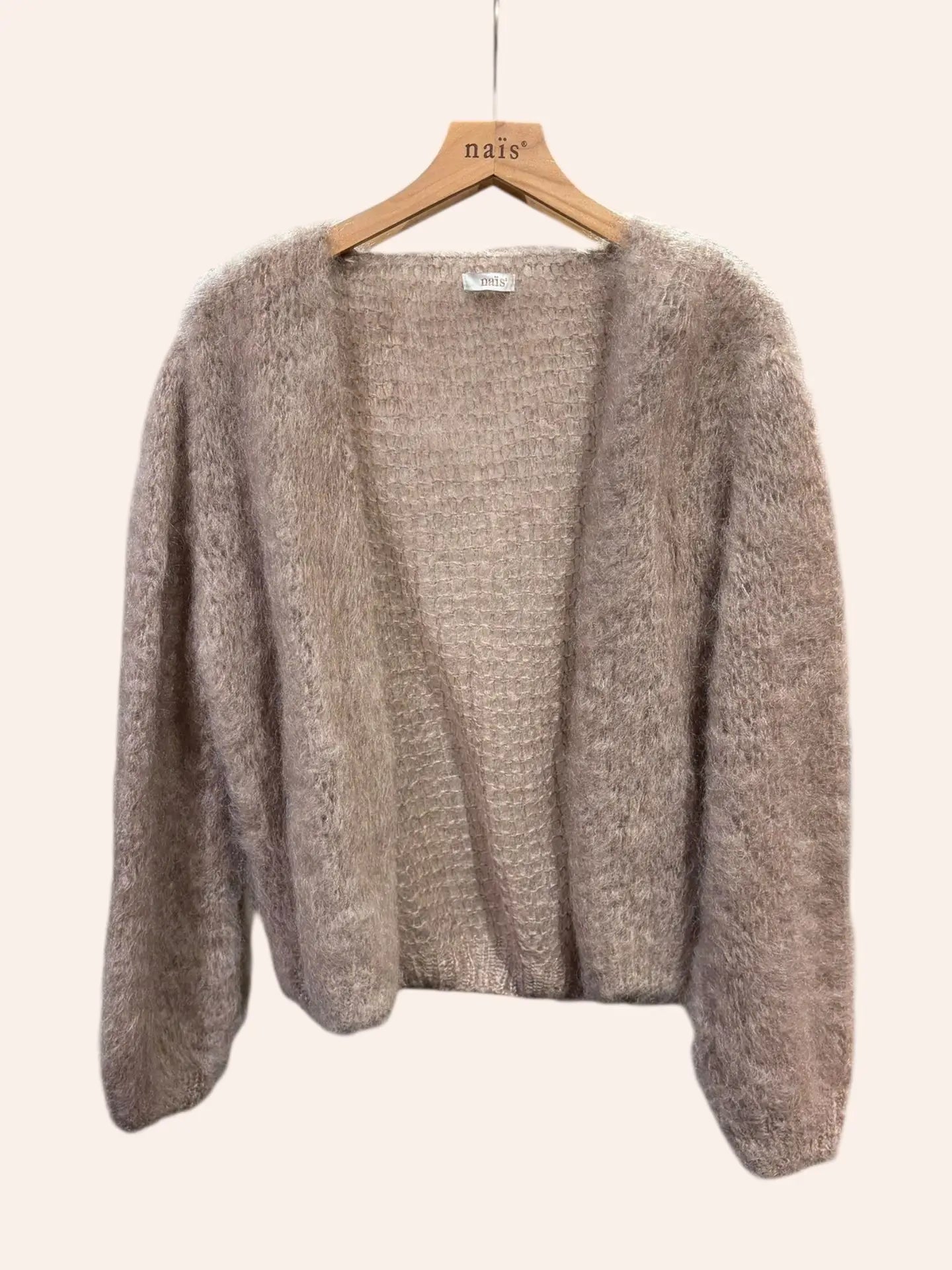 Nais Paris - Strickjacke aus hochwertigen Kidsmohair in Beigetaupe