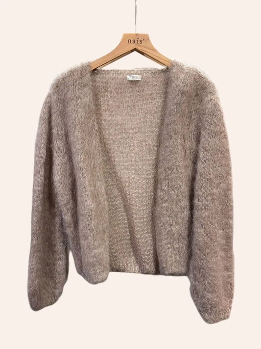 Nais Paris - Strickjacke aus hochwertigen Kidsmohair in Beigetaupe