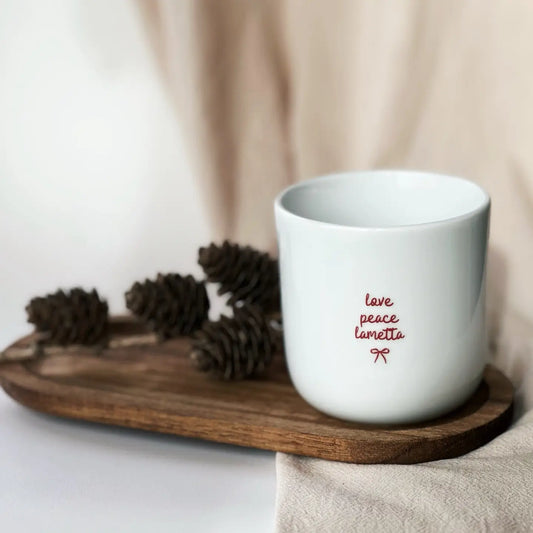 Goldscherben - Becher X-MAS love peace lametta