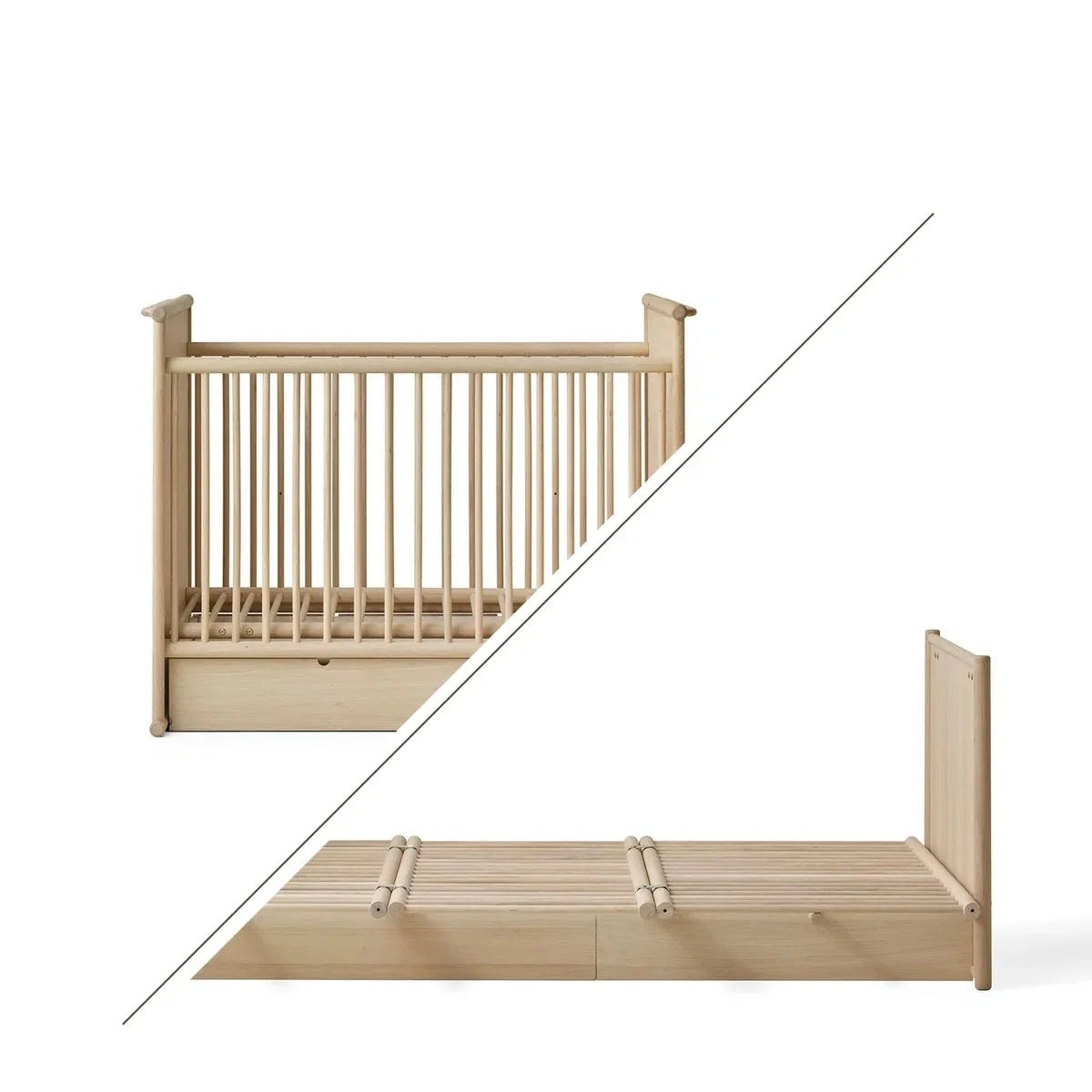 Oliver Furniture - Camp Novel 2in1 Babybett 60x120cm & Bett 120x200 cm, Eiche