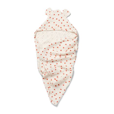 Dear April - Balou Baby Kapuzemhandtuch in Creme mit Herzen