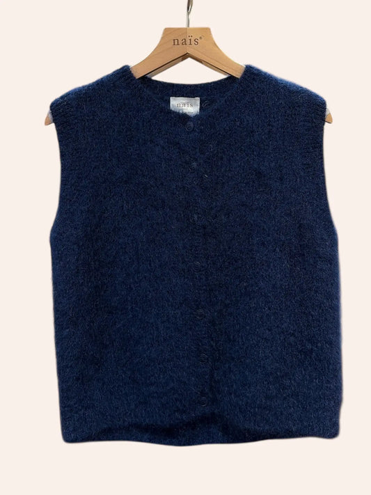 Naais Paris - Strickweste in Navyblue  aus Kidsmohair in Onesize